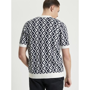 CAMISA BEN SHERMAN PUNTO JACQUARD ROMBOS AZUL